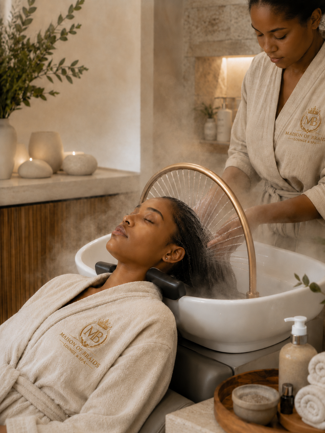 Japanese head spa steam treatment at Maison of Braids